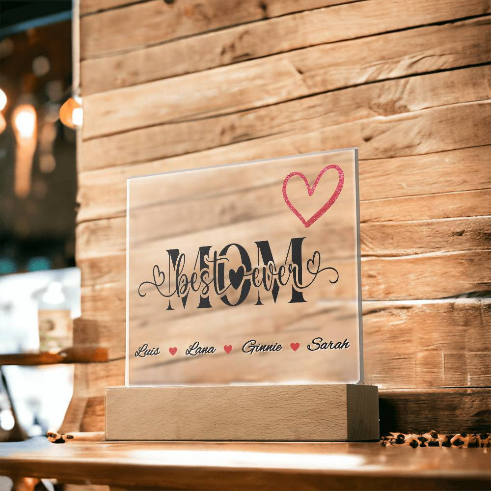 Personalized Best Mom Ever LED Plaque With Kids Names