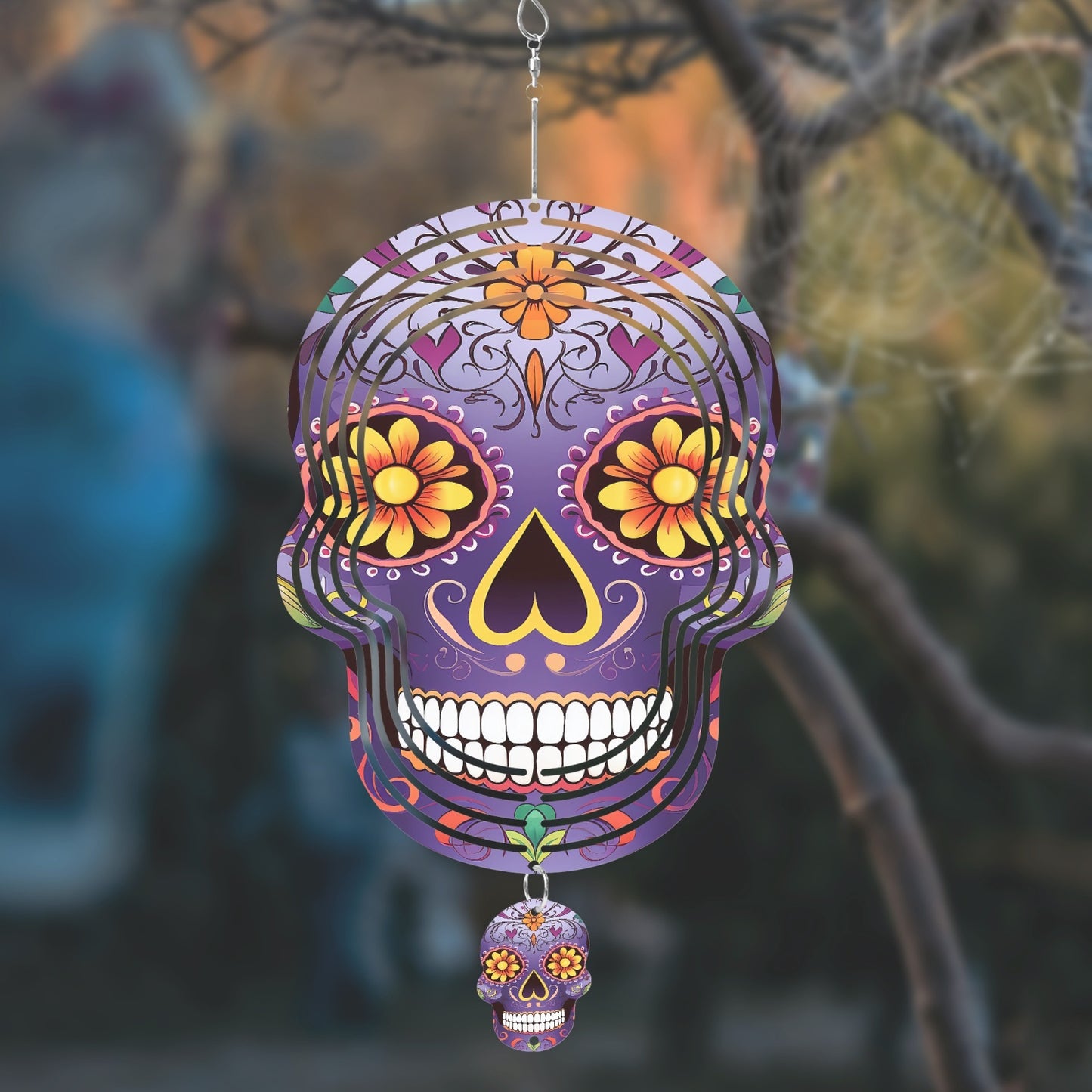 Purple Sugar Skull Wind Spinner