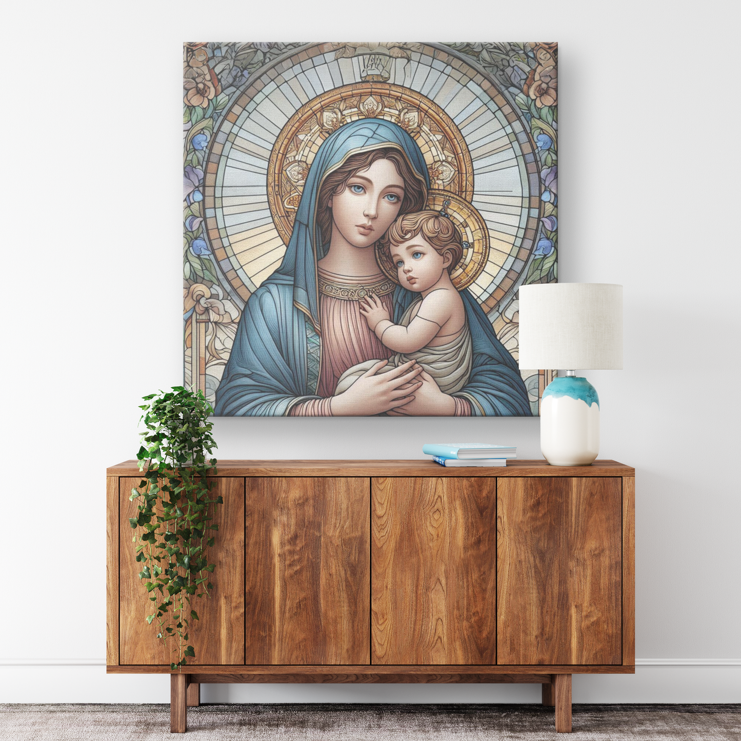 Virgin Mary and Baby Jesus Canvas Wall Art
