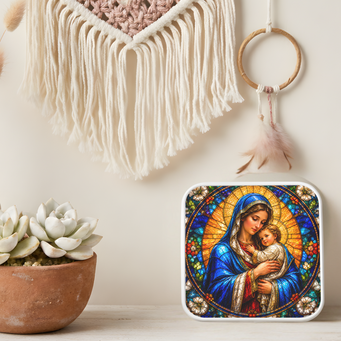Mary and Baby Jesus Necklace or Keychain, Catholic Necklace, Virgin Mary Jewelry, Religious Keepsake Gift