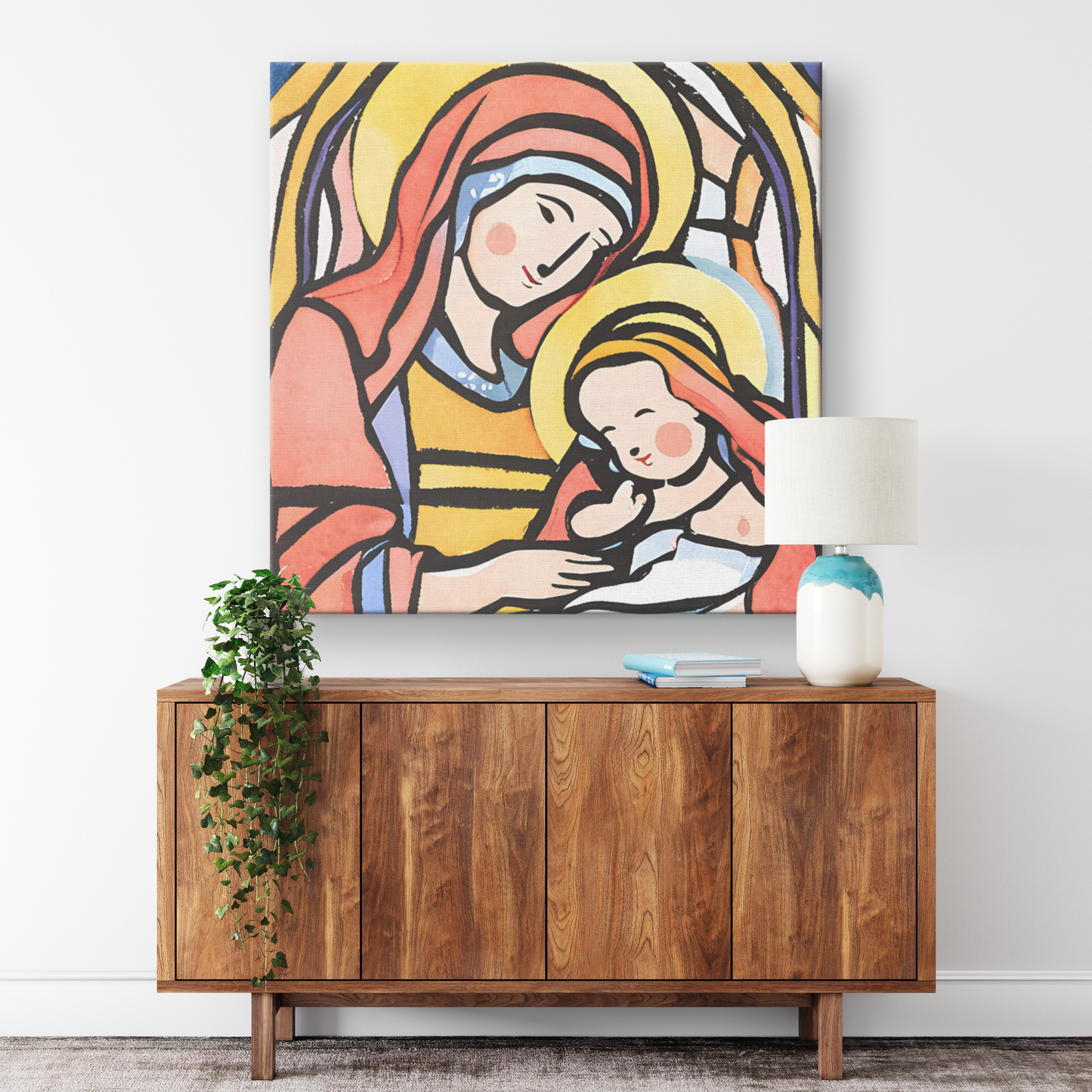Virgin Mary and Baby Jesus Canvas Wall Art
