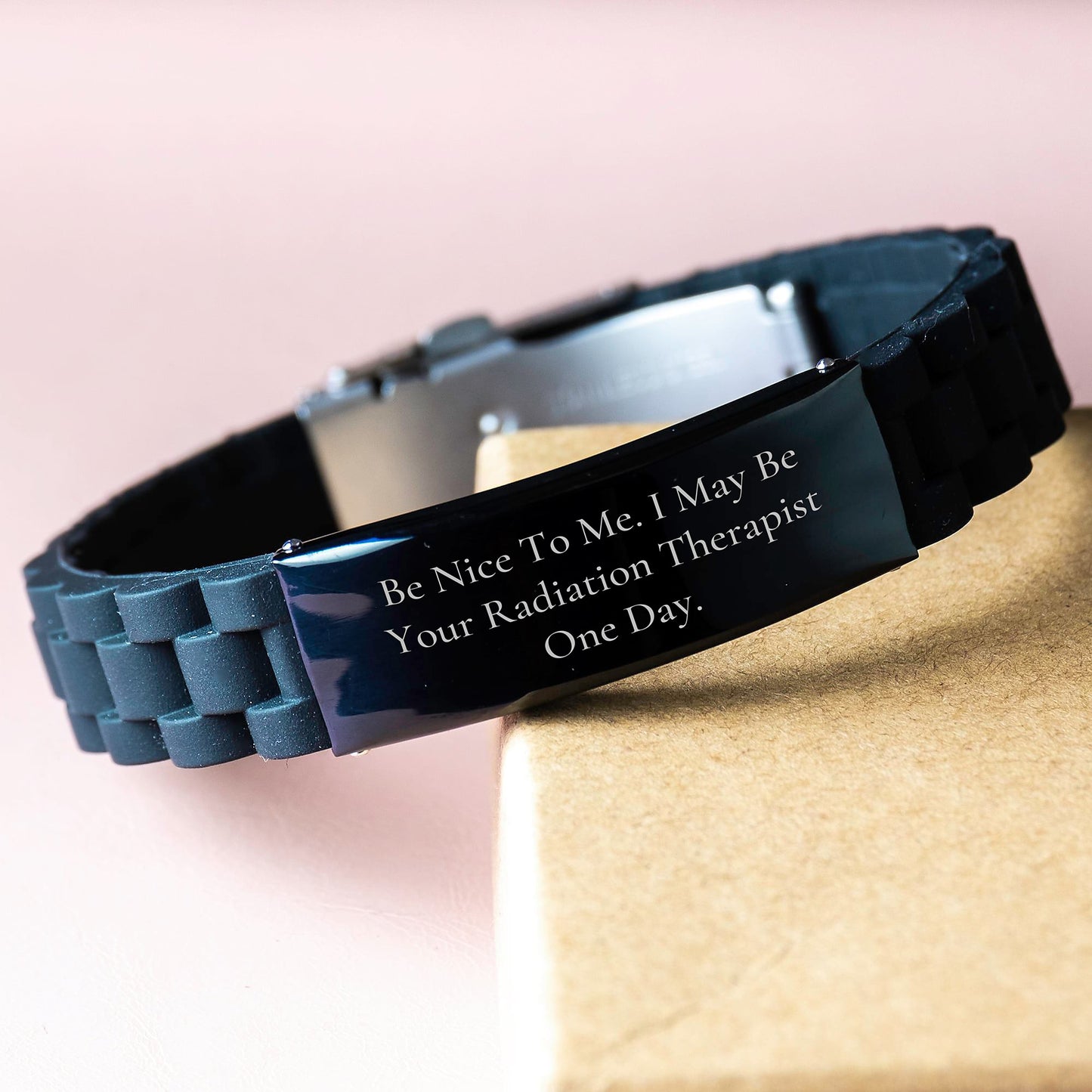 Funny Quote for Radiation Therapist Glide lock Clasp Bracelet, Gifts from Friends to Radiation Therapist Men, Christmas Unique Gifts for Radiation Therapist Women - Image 3