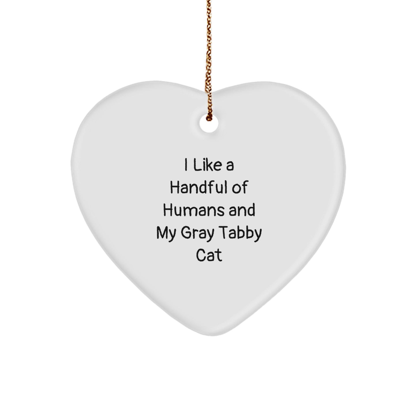 Funny Gray Tabby Cat Gifts from Men for Women Heart Ornament at Christmas Unique - Image 1