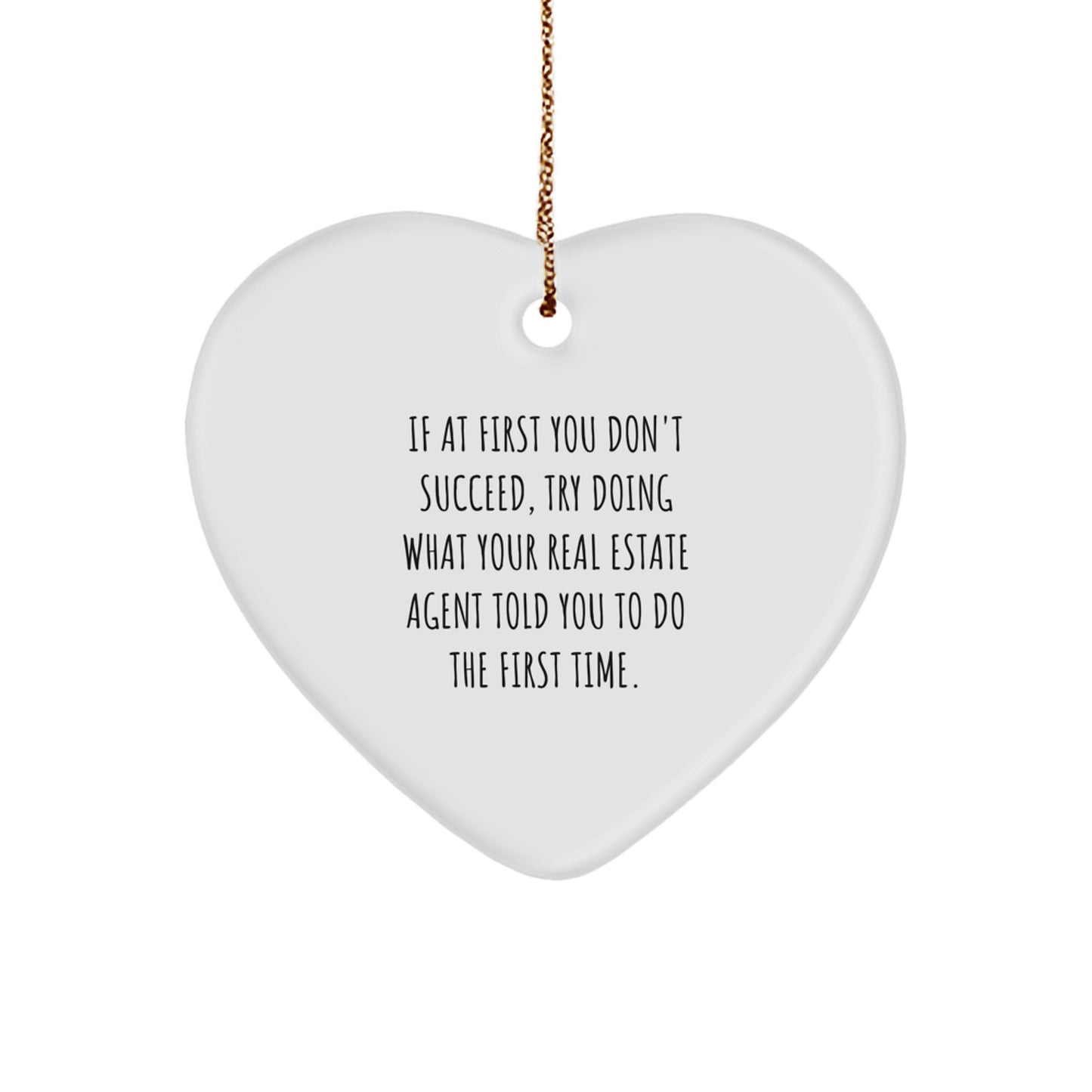 Funny Real Estate Agent Gifts from Men to Women Heart Ornament, Christmas Unique Gifts for Real Estate Agent Friends Family - Image 1