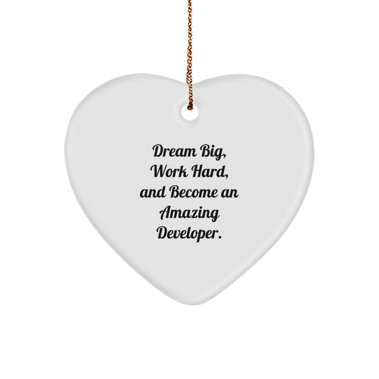Developer Heart Ornament, 'Dream Big, Work Hard, And Become An Amazing Developer.' - Gifts from Coworkers to Developers - Christmas Unique Gifts - Image 1