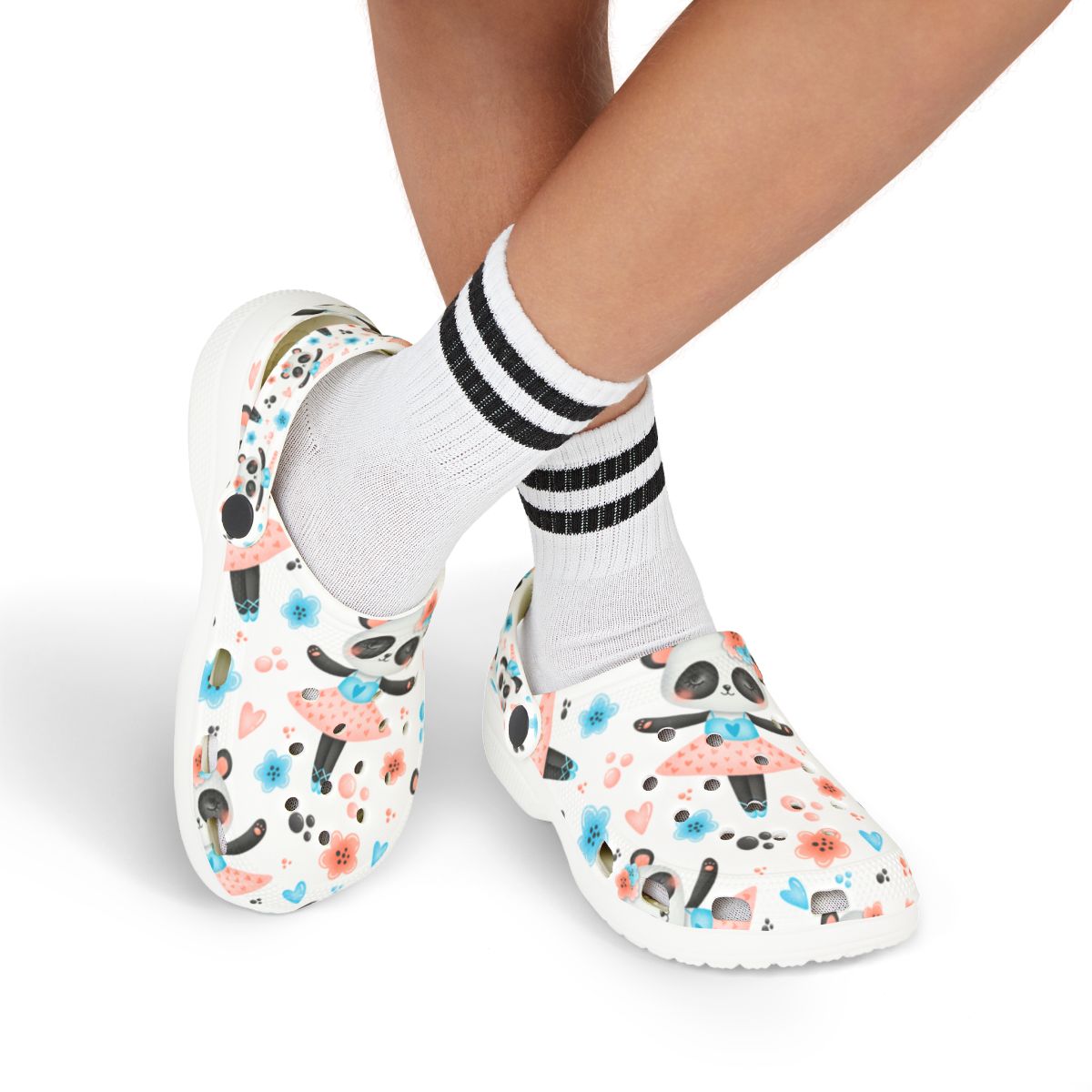 Ballerina Panda Garden Shoes for Adults & Kids – Lightweight EVA Slip-On Cute Dance Animal Sandals Water-Resistant Nurse Comfort & Walking
