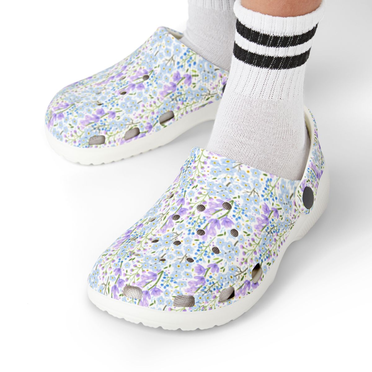 Lavender Meadow Garden Shoes for Adults & Kids Lightweight EVA Slip-On Floral Summer Sandals Water-Resistant Nurse Walking Comfort Footwear