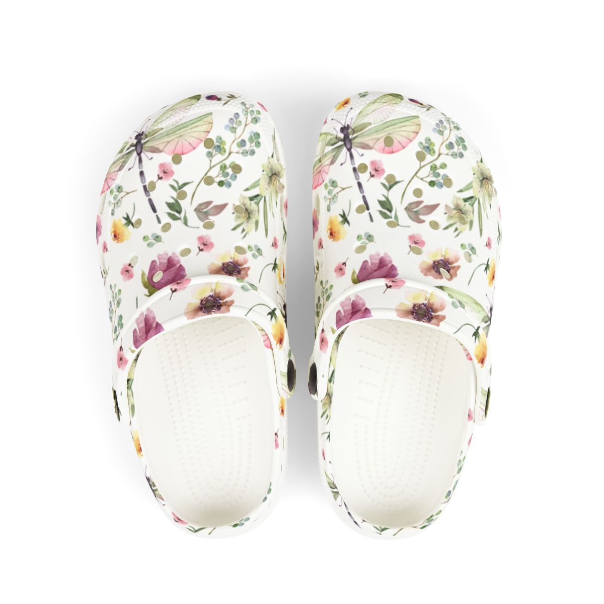 Dragonfly Wildflower Garden Shoes for Adults & Kids – Lightweight EVA Slip-On Floral Summer Sandals Water-Resistant Nurse Comfort & Walking