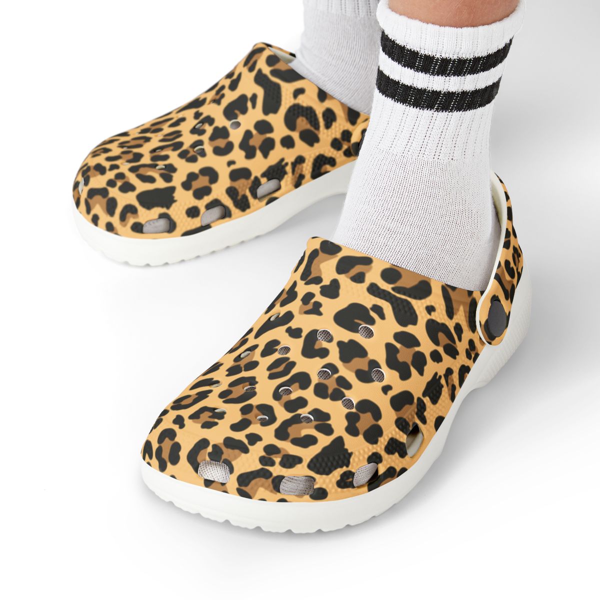 Classic Leopard Garden Shoes for Adults & Kids – Lightweight EVA Slip-On Animal Print Sandals Water-Resistant Nurse Comfort & Walking