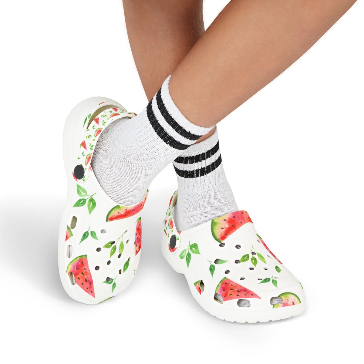 Watermelon Garden Shoes for Adults & Kids – Fruit Print Lightweight EVA Slip-On Sandals, Fruitcore, Gardening Mom, Summer Vibes