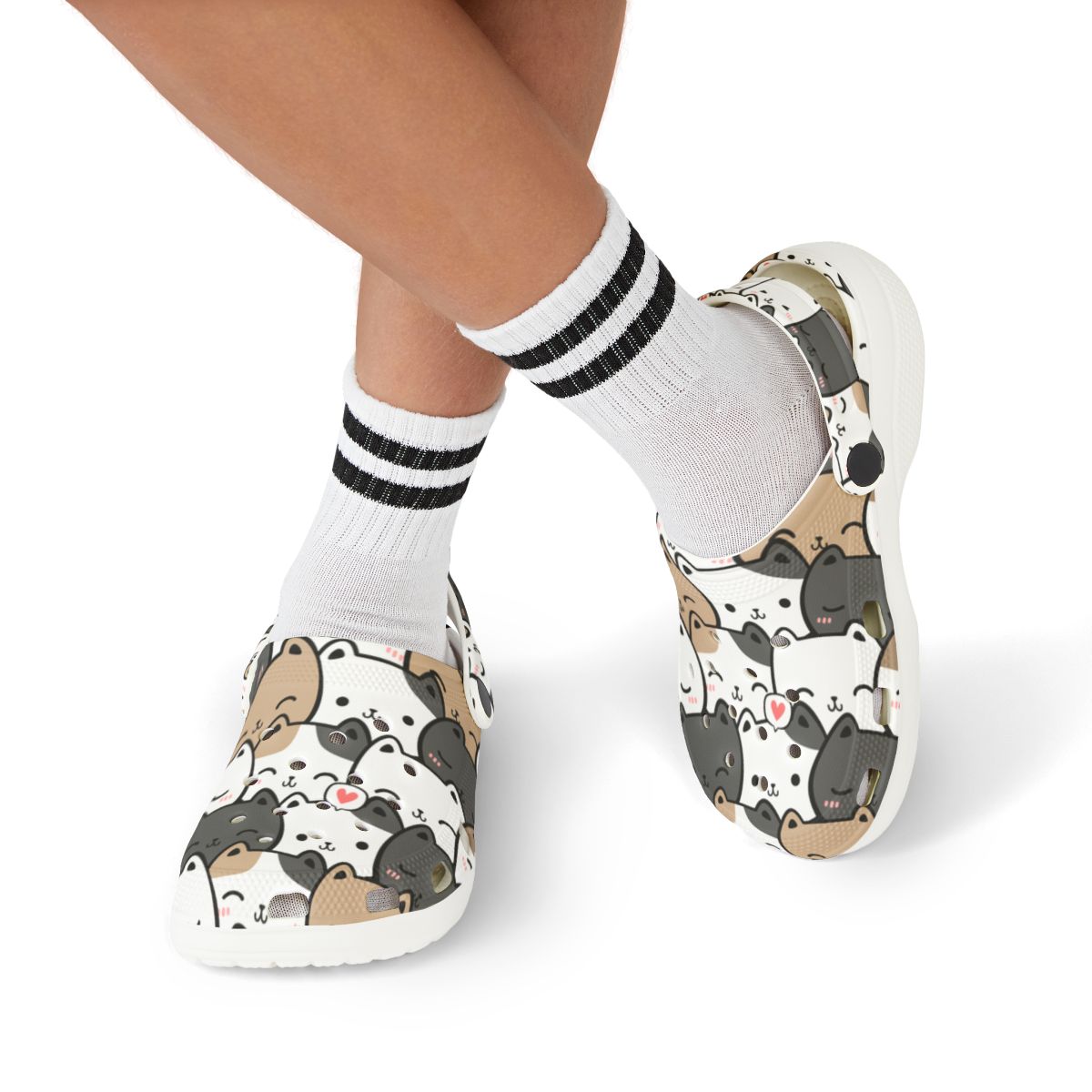 Patchwork Cat Garden Shoes for Adults & Kids – Lightweight EVA Slip-On Cute Neutral Animal Sandals Water-Resistant Nurse Comfort & Everyday Walking