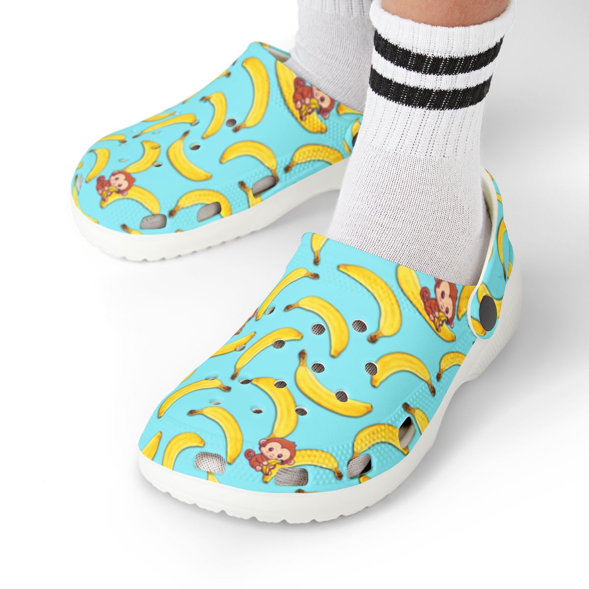 Banana Monkey Garden Shoes for Adults & Kids โ Lightweight EVA Slip-On Summer Fruit Sandals Water-Resistant Nurse Comfort & Walking Footwear