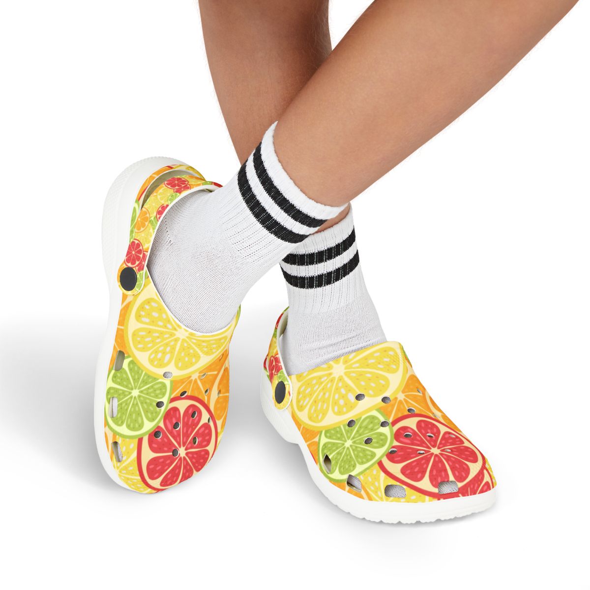 Citrus Slice Garden Shoes for Adults & Kids – Lightweight Lime Lemon Orange Fruit Print EVA Slip-On Summer Beach Sandals Comfy Nurse Shoe