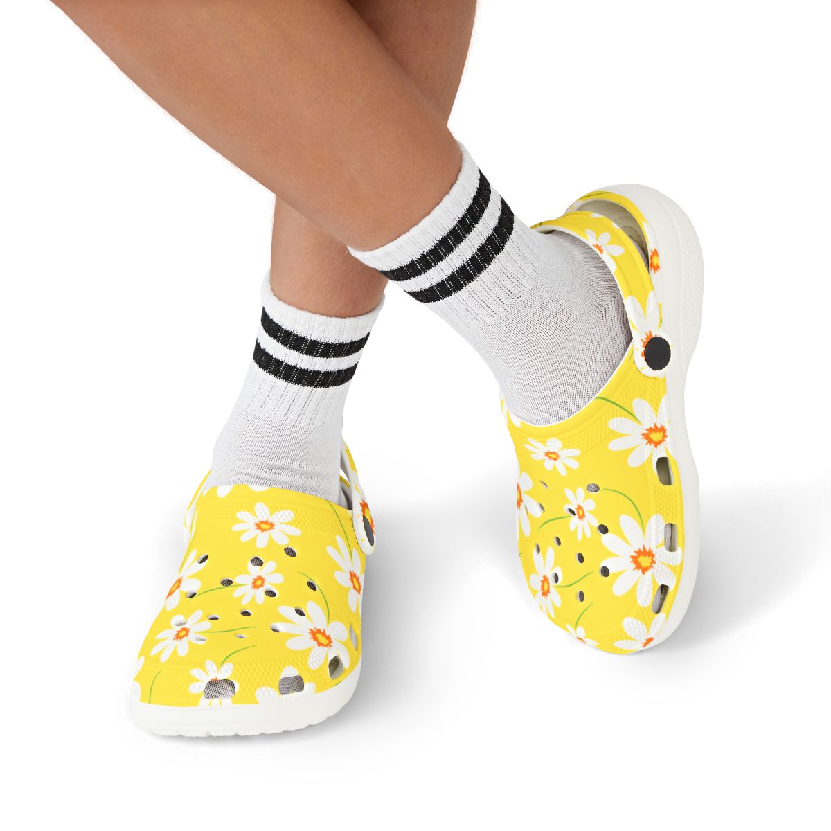 Sunny Daisy Garden Shoes for Adults & Kids – Lightweight EVA Slip-On Yellow Floral Summer Sandals Water-Resistant Nurse Comfort Walking