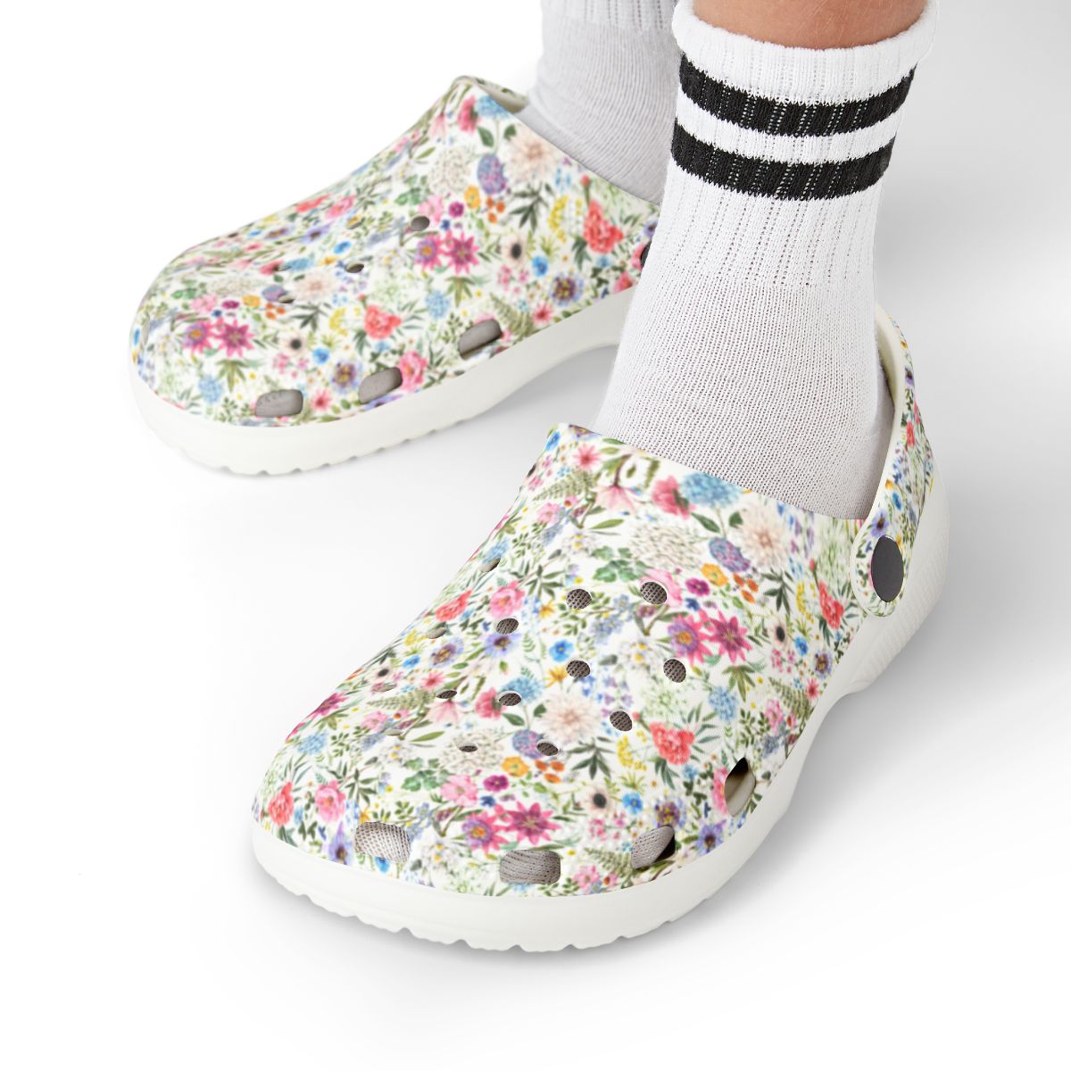 Pastel Wildflower Garden Shoes for Adults & Kids – Lightweight EVA Slip-On Floral Summer Sandals Water-Resistant Nurse Walking Comfort, Mom