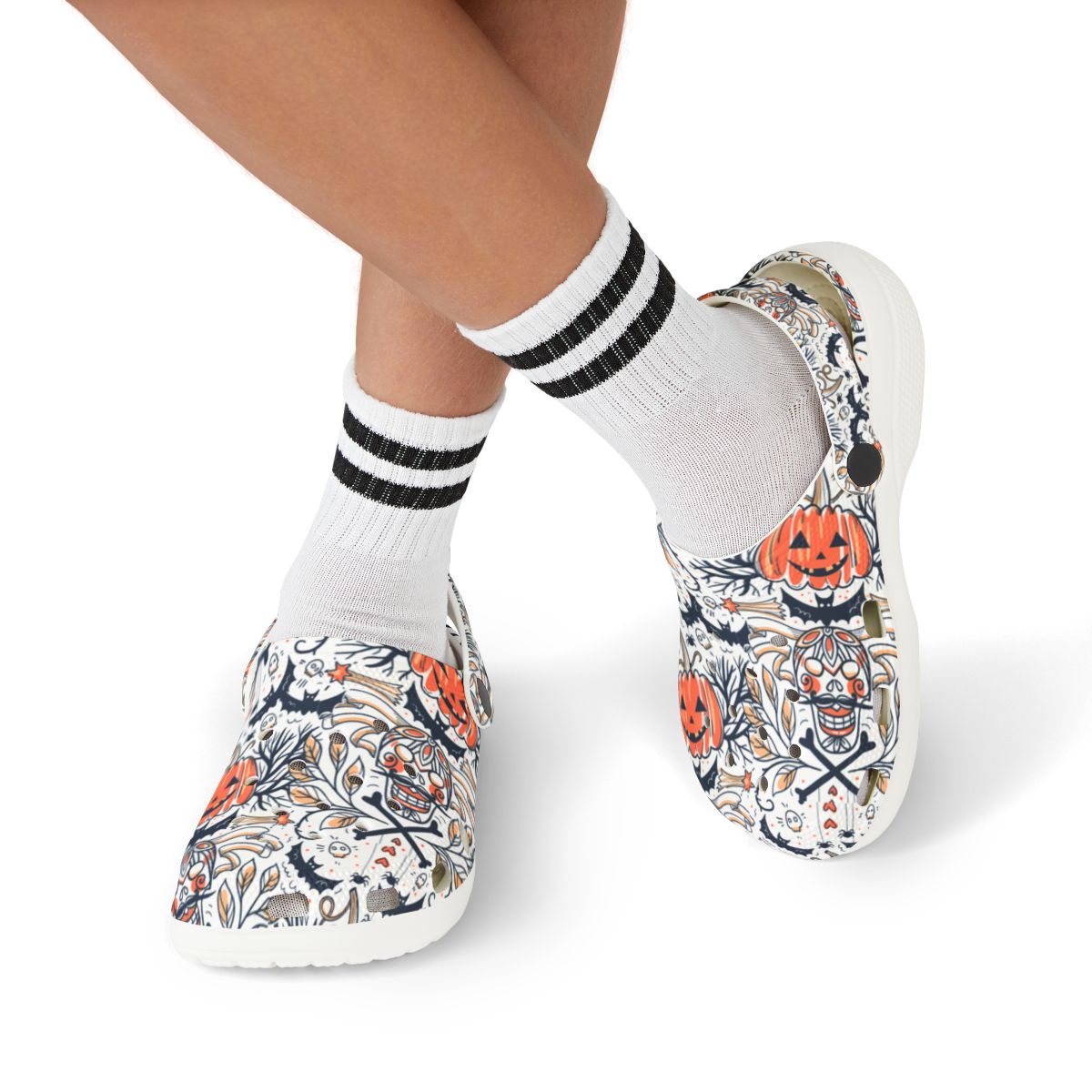 Pumpkin Bat Leaf Halloween Garden Shoes for Adults & Kids – Lightweight EVA Slip-On Spooky Sandals Water-Resistant Nurse Comfort