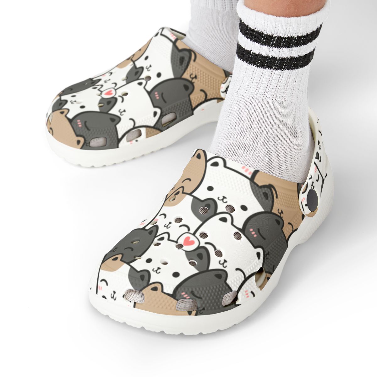 Patchwork Cat Garden Shoes for Adults & Kids – Lightweight EVA Slip-On Cute Neutral Animal Sandals Water-Resistant Nurse Comfort & Everyday Walking