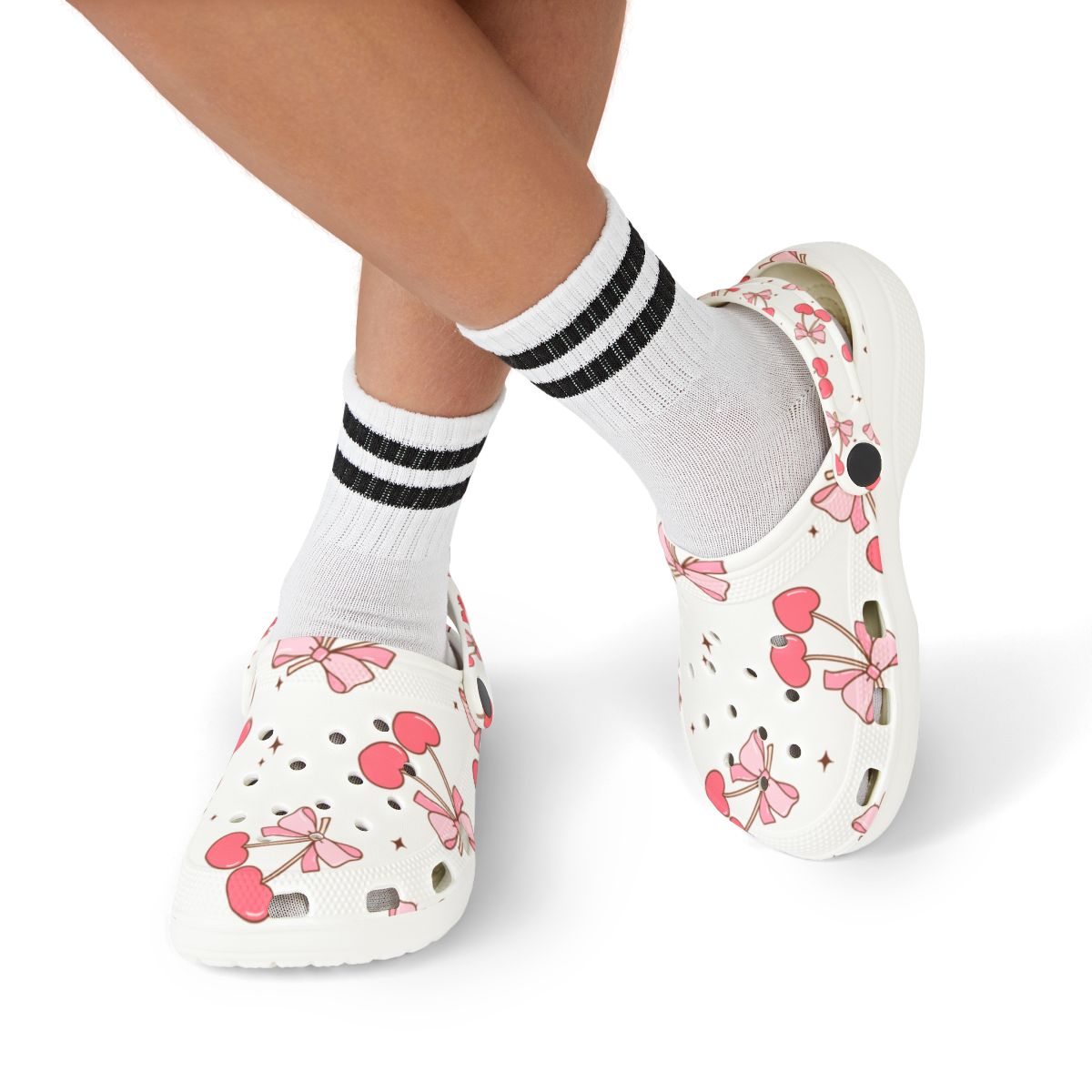Cherry Bow Garden Shoes for Adults & Kids – Lightweight EVA Slip-On Cute Fruit Sandals Water-Resistant Nurse Comfort & Walking