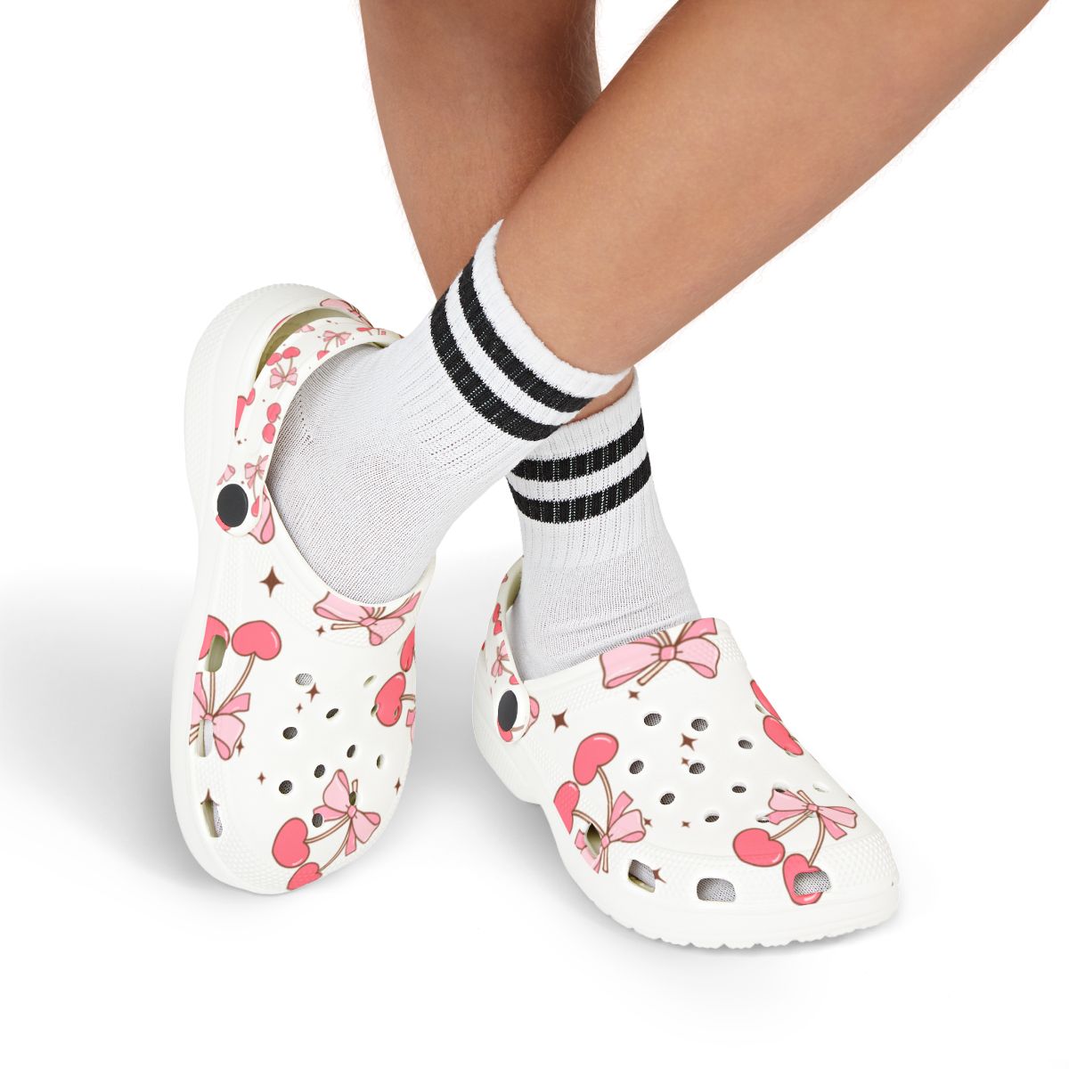 Cherry Bow Garden Shoes for Adults & Kids – Lightweight EVA Slip-On Cute Fruit Sandals Water-Resistant Nurse Comfort & Walking
