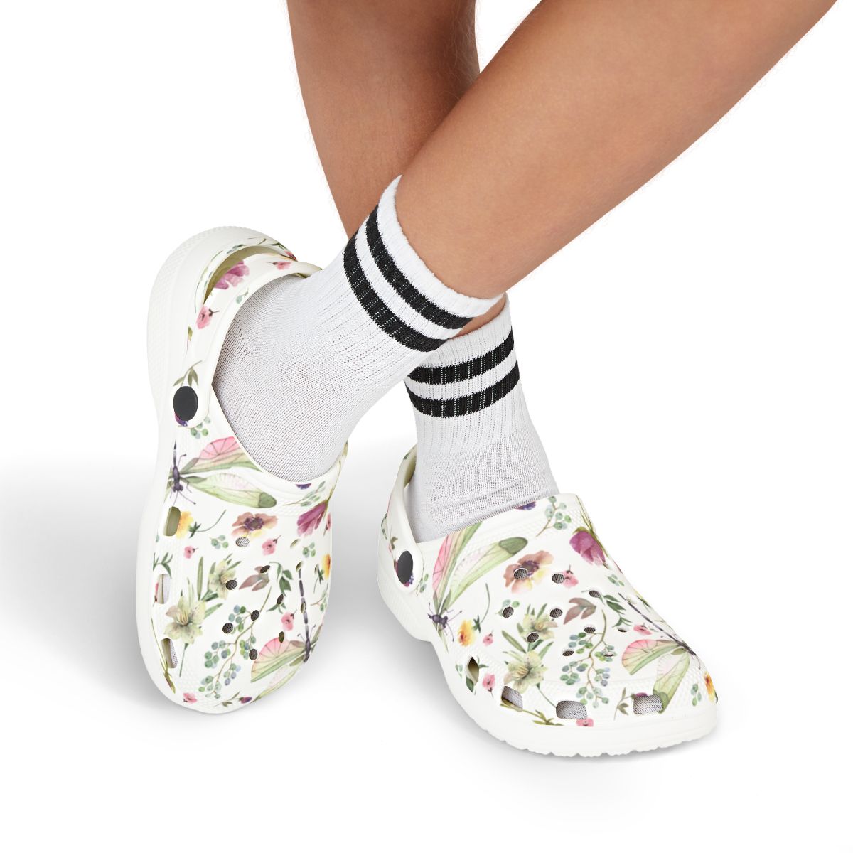 Dragonfly Wildflower Garden Shoes for Adults & Kids – Lightweight EVA Slip-On Floral Summer Sandals Water-Resistant Nurse Comfort & Walking