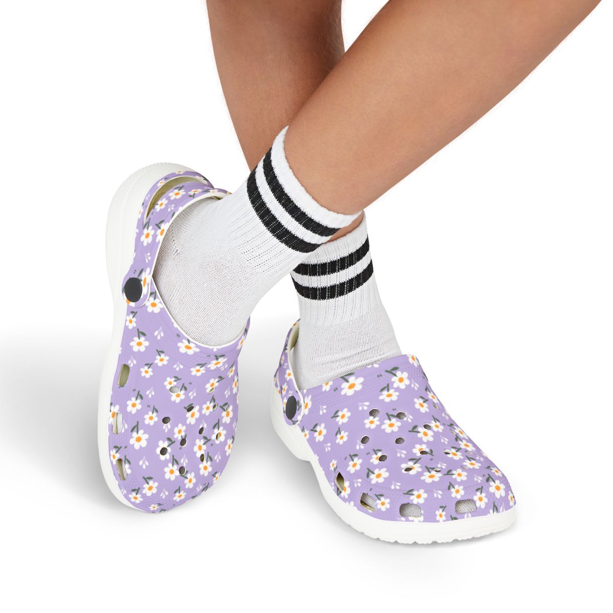 Lavender Daisy Garden Shoes for Adults & Kids – Lightweight EVA Slip-On Floral Summer Sandals Water-Resistant Nurse Comfort Walking Footwear