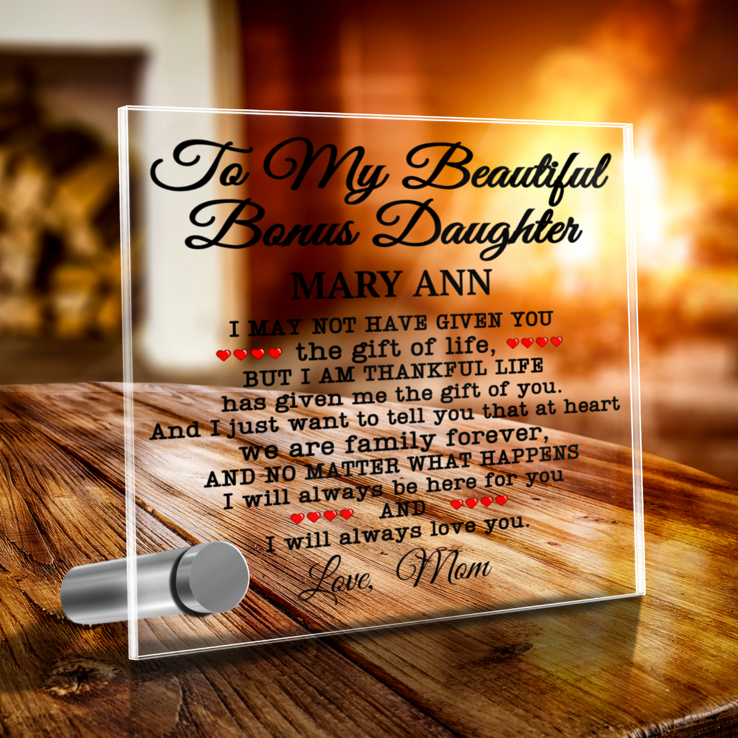 Bonus Daughter Glass Message Card and Necklace