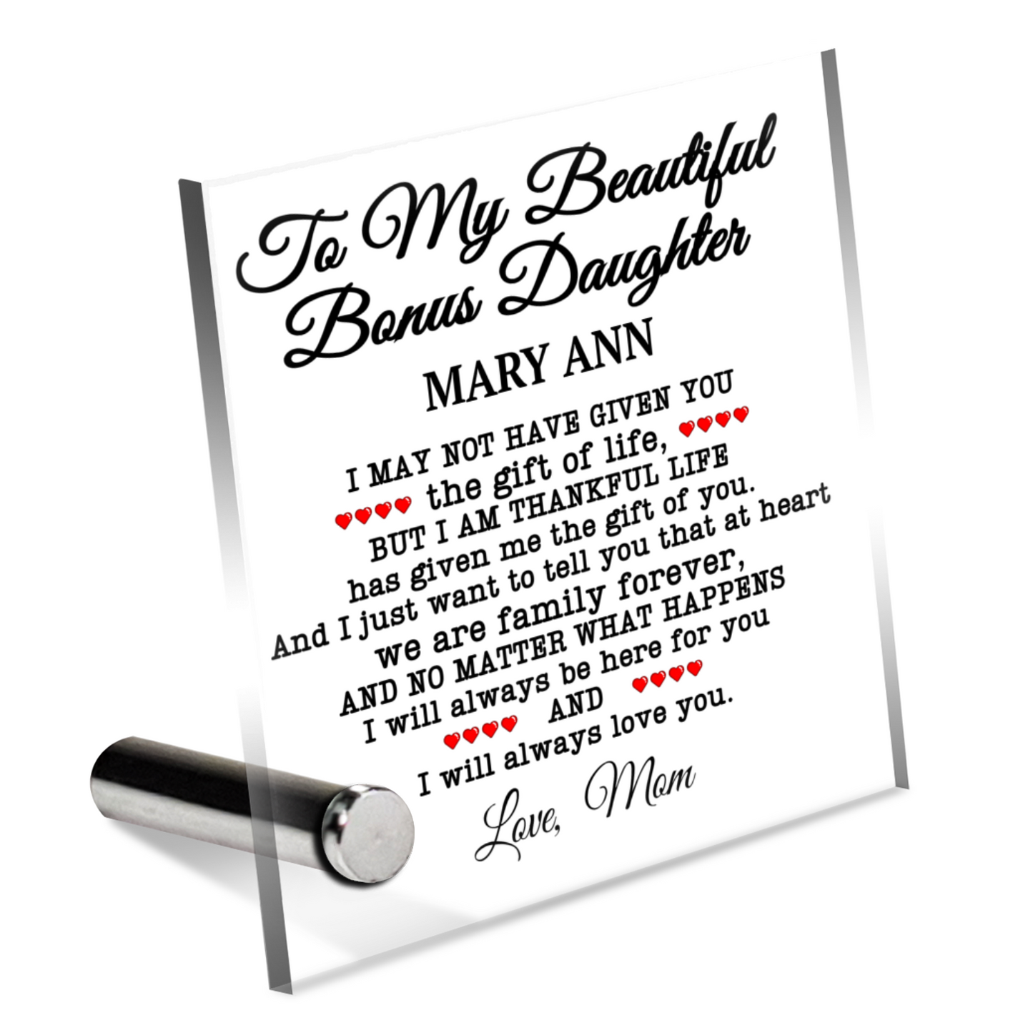 Bonus Daughter Message Card Plaque