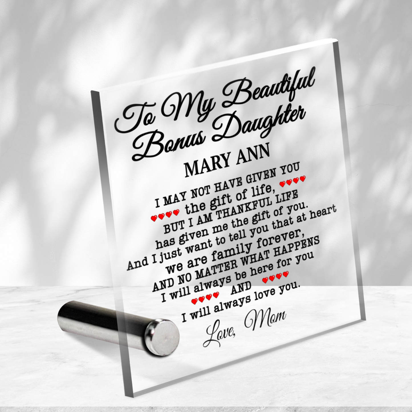 Bonus Daughter Message Card Plaque