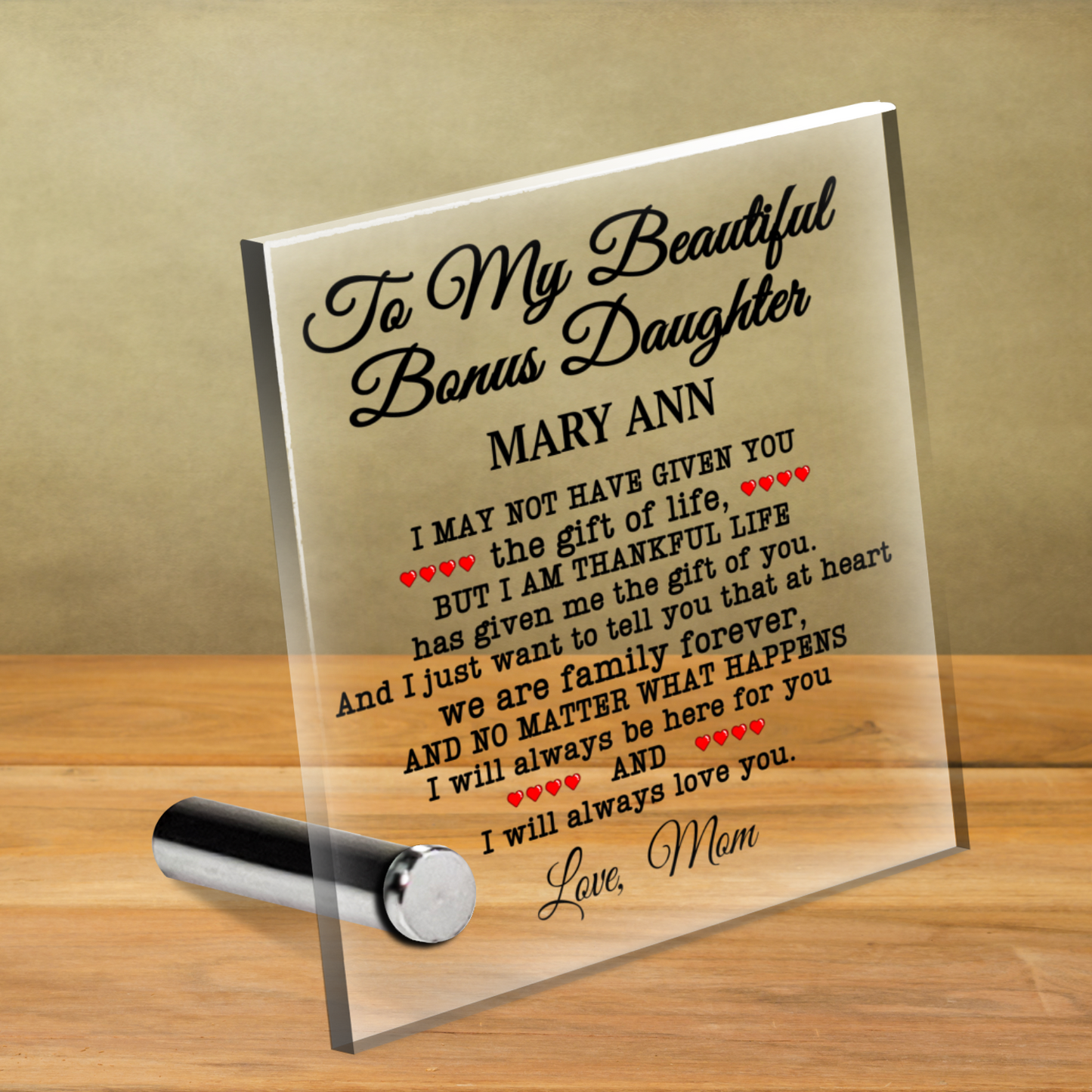 Bonus Daughter Message Card Plaque
