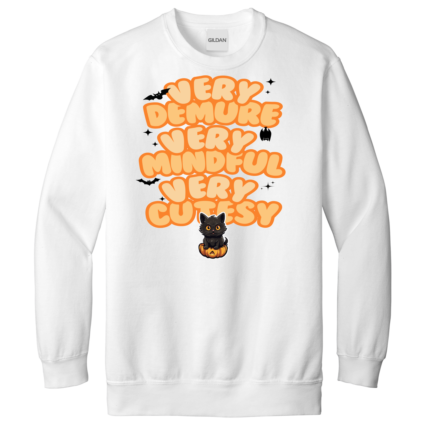 Very Demure Very Mindful Very Cutesy Cat Pumpkin Sweatshirt