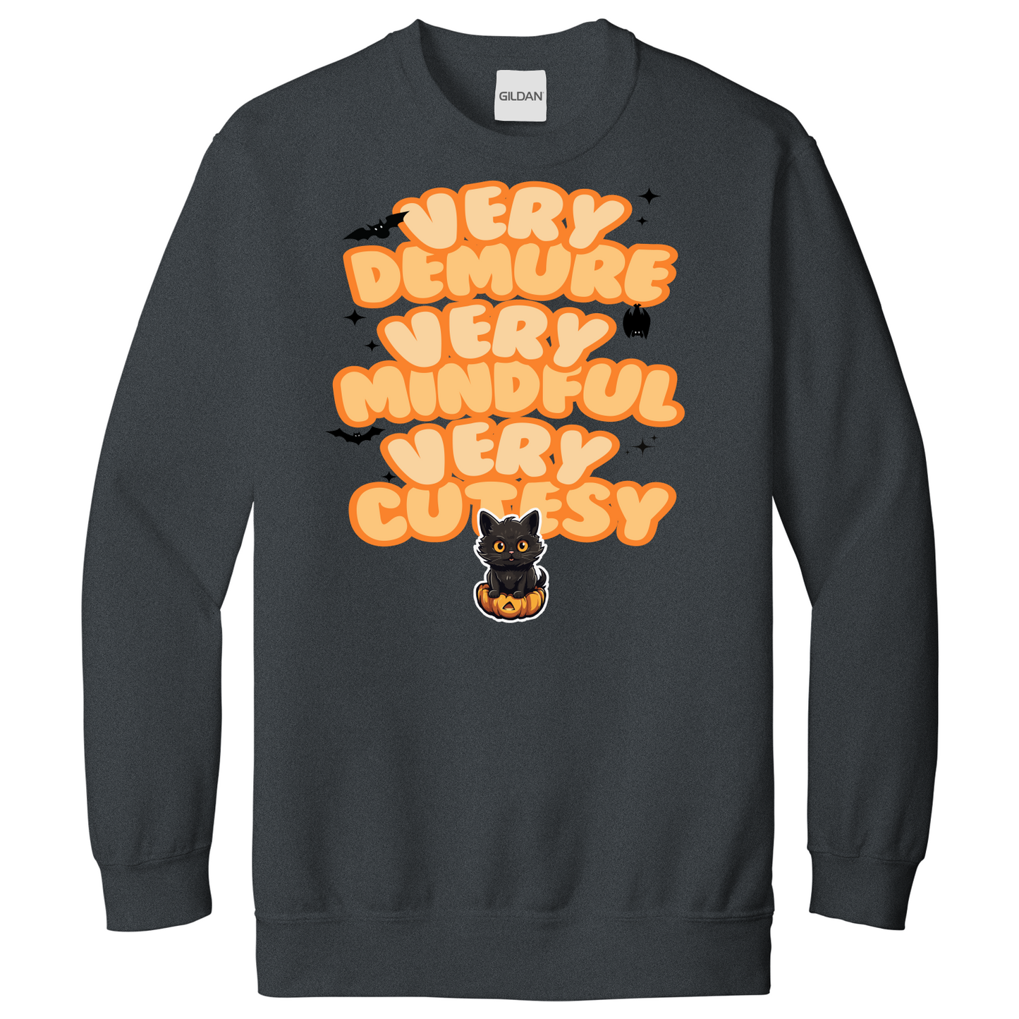 Very Demure Very Mindful Very Cutesy Cat Pumpkin Sweatshirt