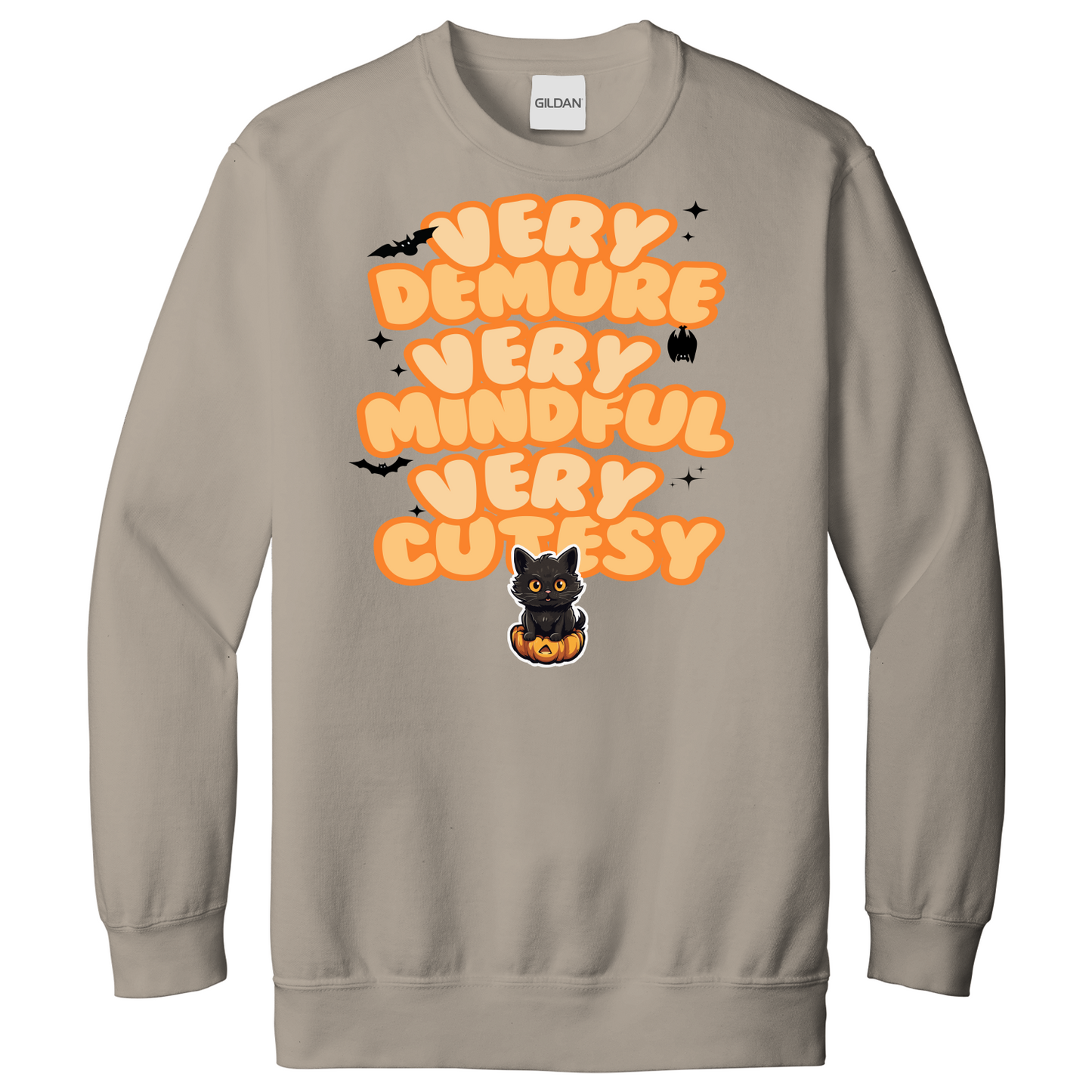 Very Demure Very Mindful Very Cutesy Cat Pumpkin Sweatshirt
