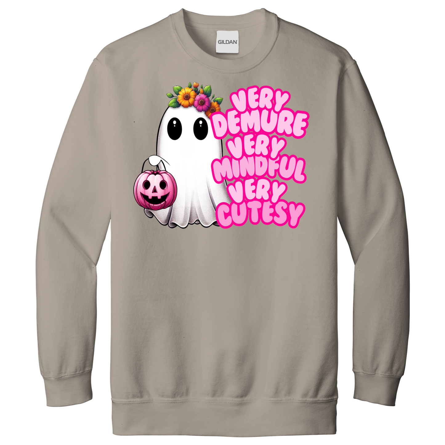 Very Demure Very Mindful Very Cutesy Floral Ghost Sweatshirt