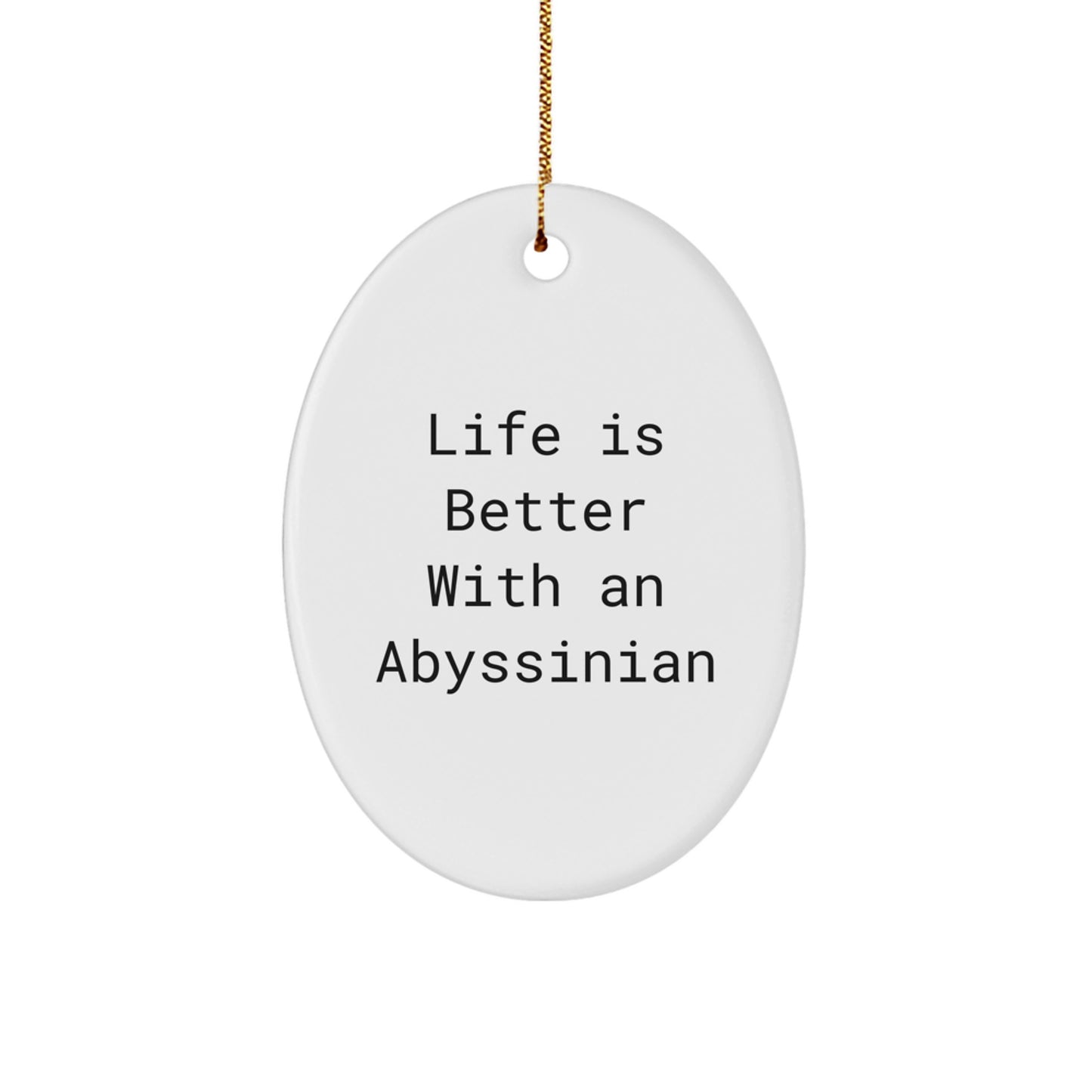 Abyssinian Cat Lover Gifts from Friends, Oval Ornament with Funny Quote Life Is Better With An Abyssinian, Unique Christmas Unique Gifts for Her or Him - Image 1