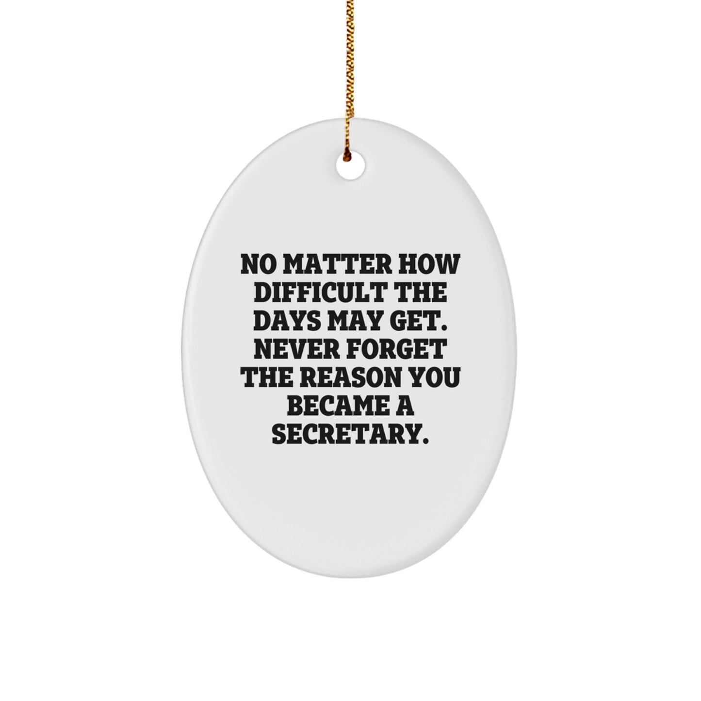 Funny Inspirational Gifts for Secretary Friends Family Christmas Oval Ornament from Men to Women Coworkers - Image 1