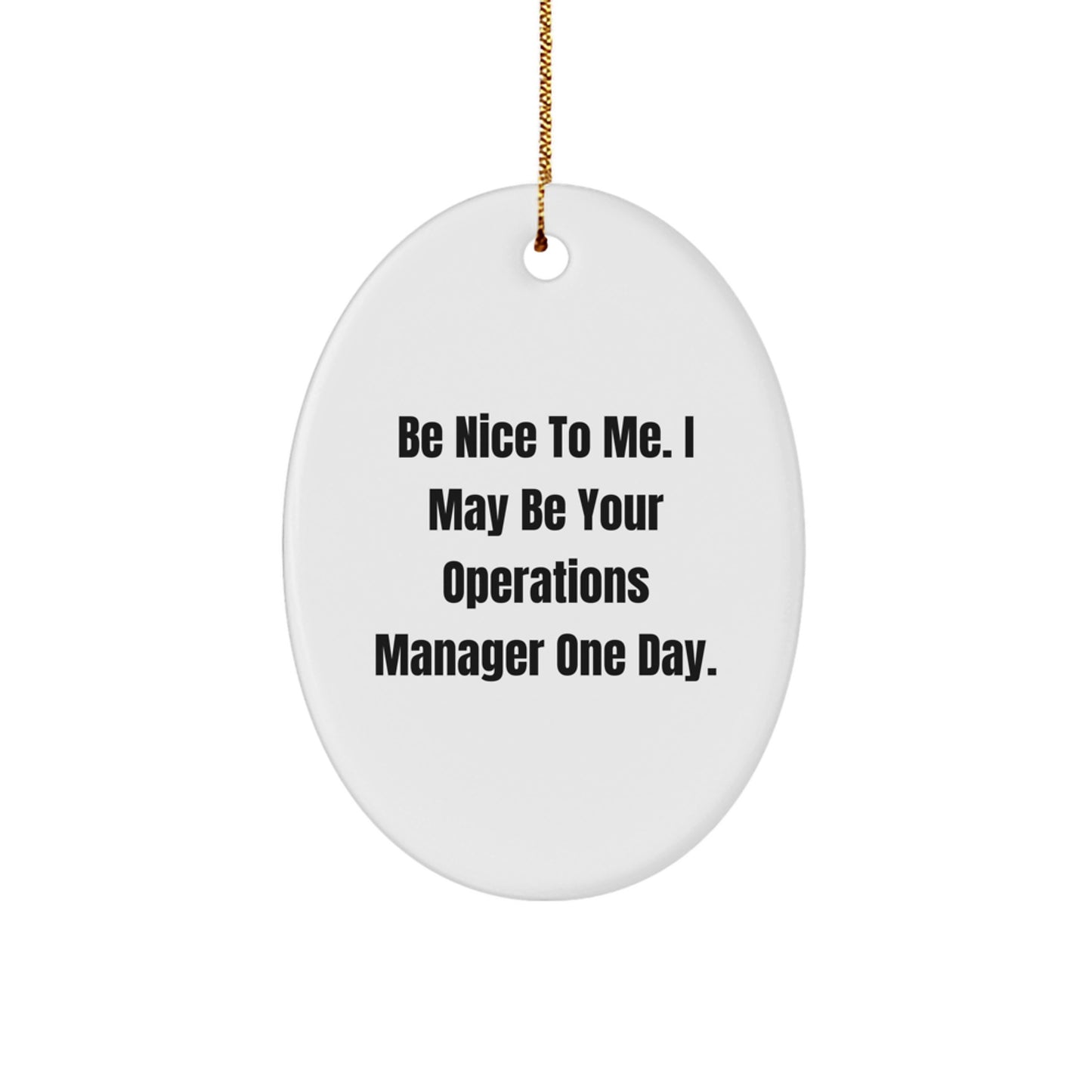 Funny Operations Manager Gift, Be Nice To Me, Oval Ornament for Christmas, Gifts from Friends, Gifts for Operations Manager - Image 1