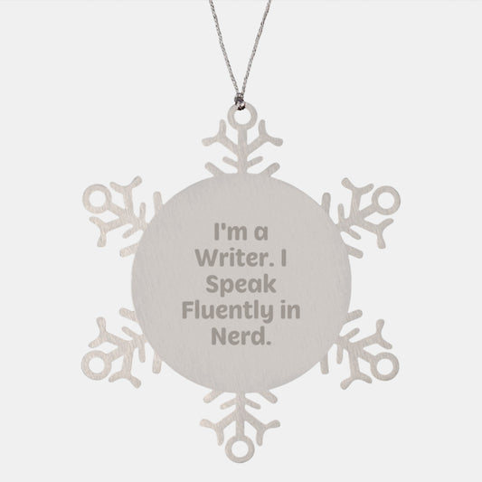 Writer's Delight, Funny Snowflake Ornament, Gifts from Friends for Men, Unique Christmas Unique Gifts - Image 1