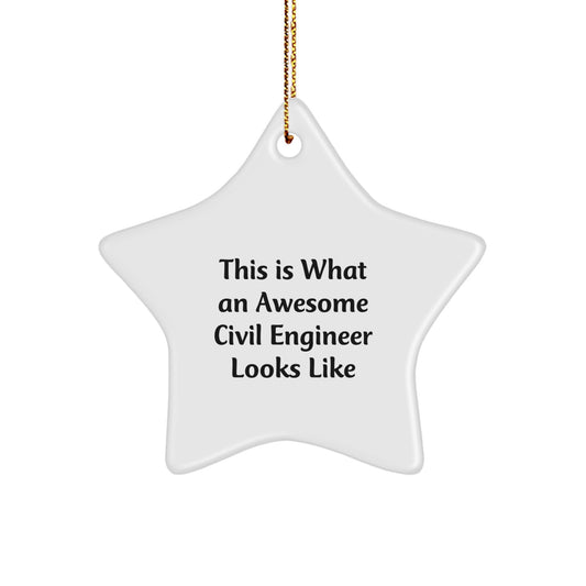 Civil Engineer Star Ornament, 'This Is What An Awesome Civil Engineer Looks Like' Quote, Christmas Unique Gift for Men, Women, or Friends from Family - Image 1