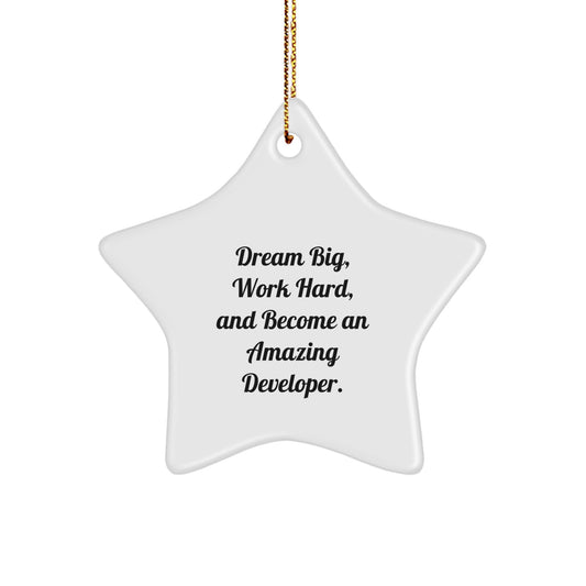 Developer Gifts from Friends - Inspirational Star Ornament, Christmas Unique Gifts for Him, Her, or Coworkers - 'Dream Big, Work Hard, And Become An Amazing Developer.' - Image 1