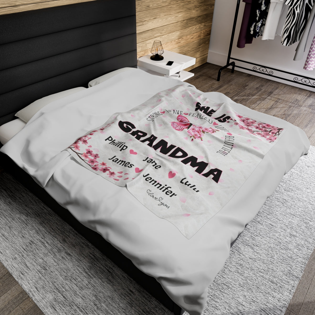 Personalized She Is Grandma Fleece Blanket 50" x 60"