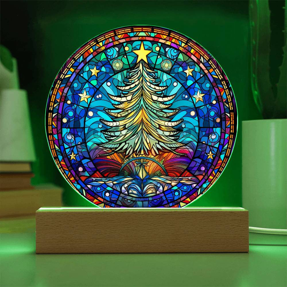 Christmas Tree Stained Glass Style Plaque