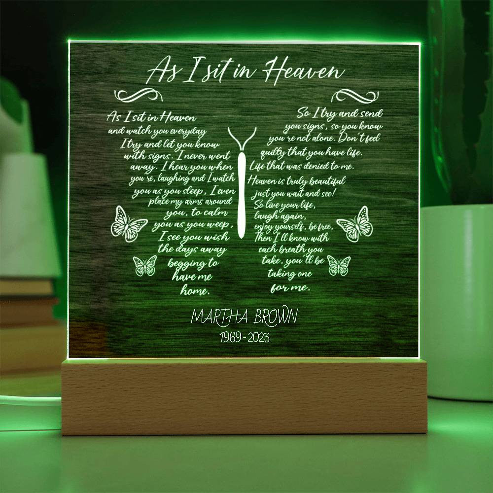 As I Sit In Heaven Woodlook Memorial Plaque