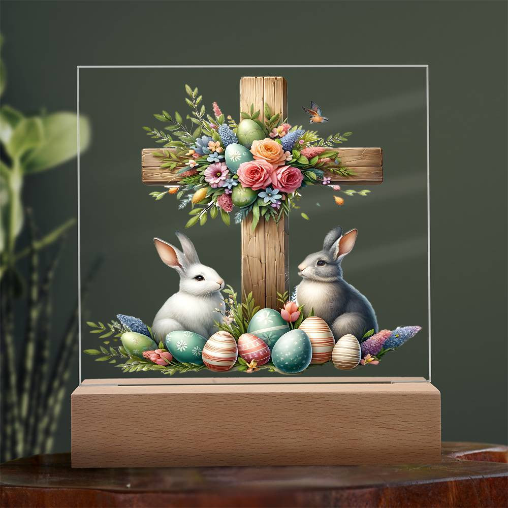 Easter Wooden Cross Plaque