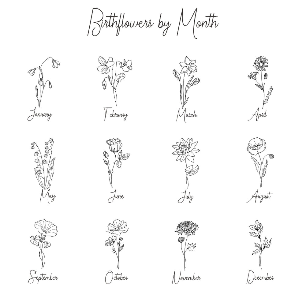 Name & Birthflower Horizontal Necklace