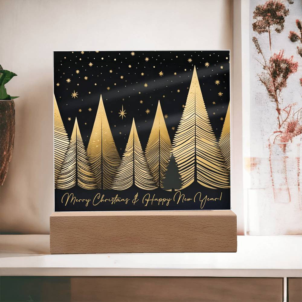 Black and Gold Christmas Trees Plaque