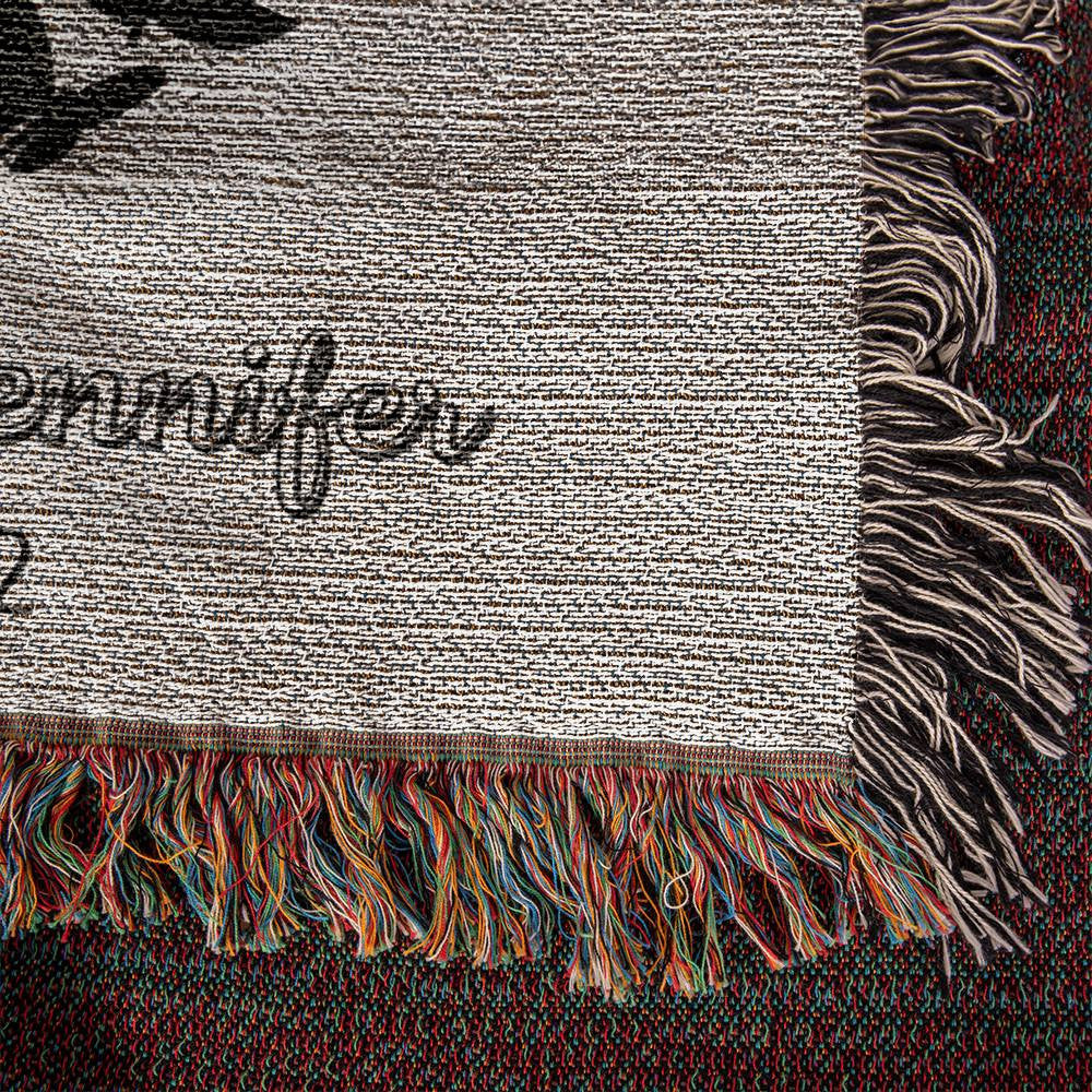 Personalized Floral Heart Heirloom Woven Blanket