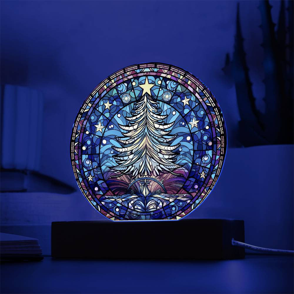 Christmas Tree Stained Glass Style Plaque