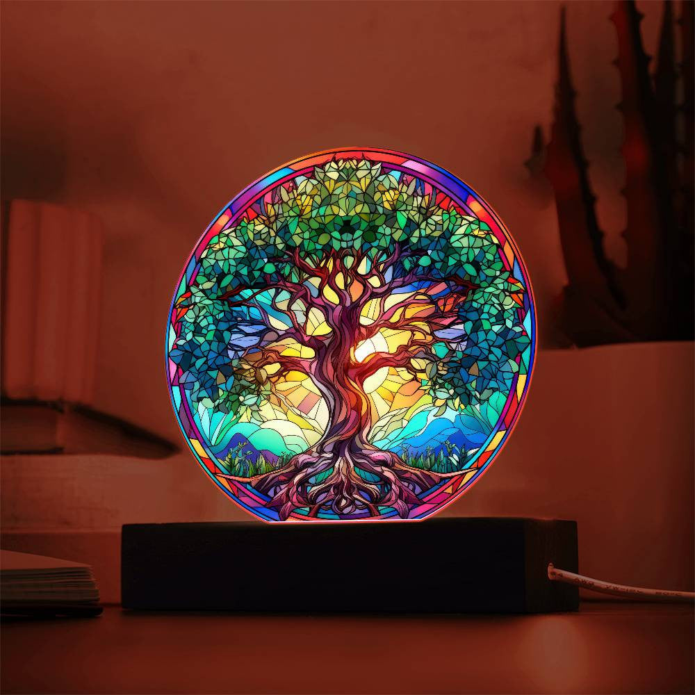 Tree of Life Stained Glass Style Plaque
