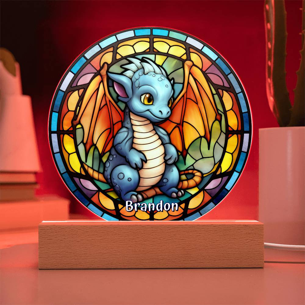 Baby Dragon Faux Stained Glass Night Light