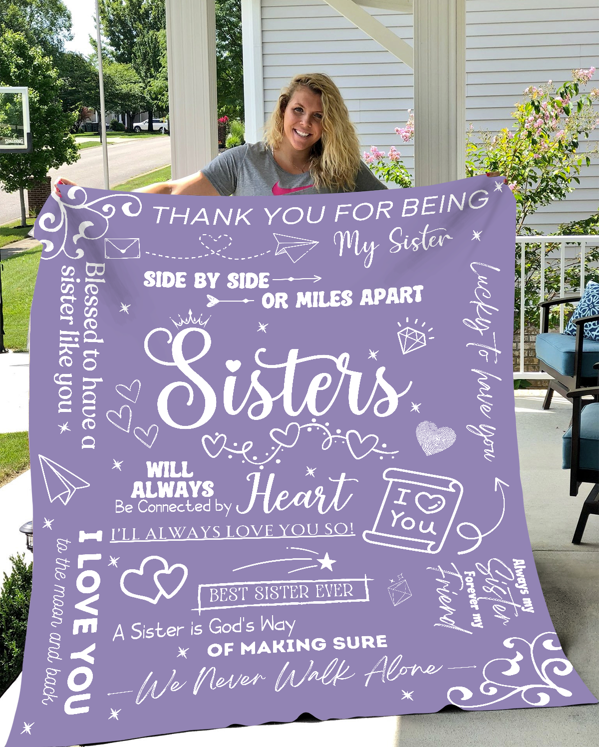 Purple Thank You Sister Velvet Soft Blanket